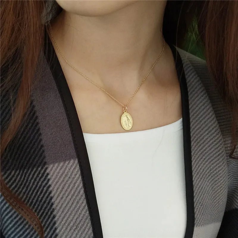 Colar Medalha Mãe Maria em Prata 925