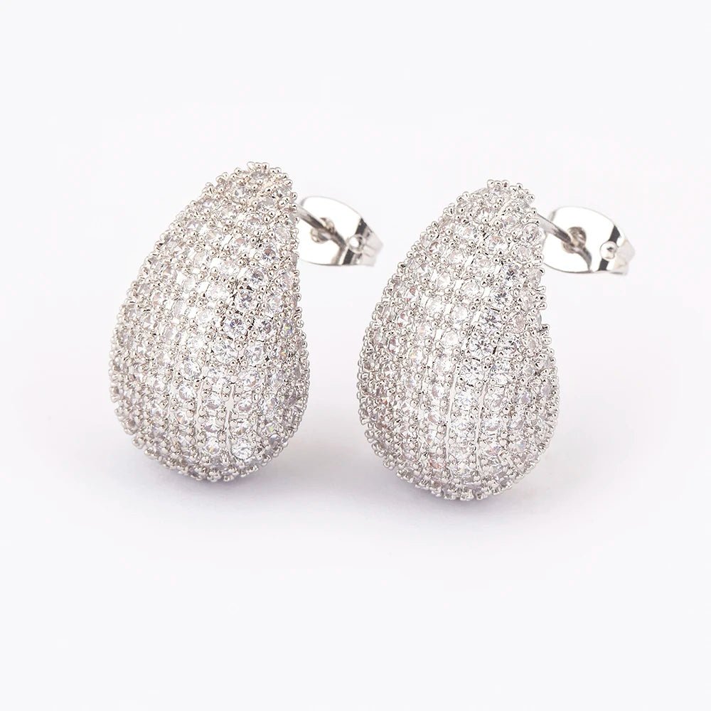 Brinco Gota Dourado Zircônia