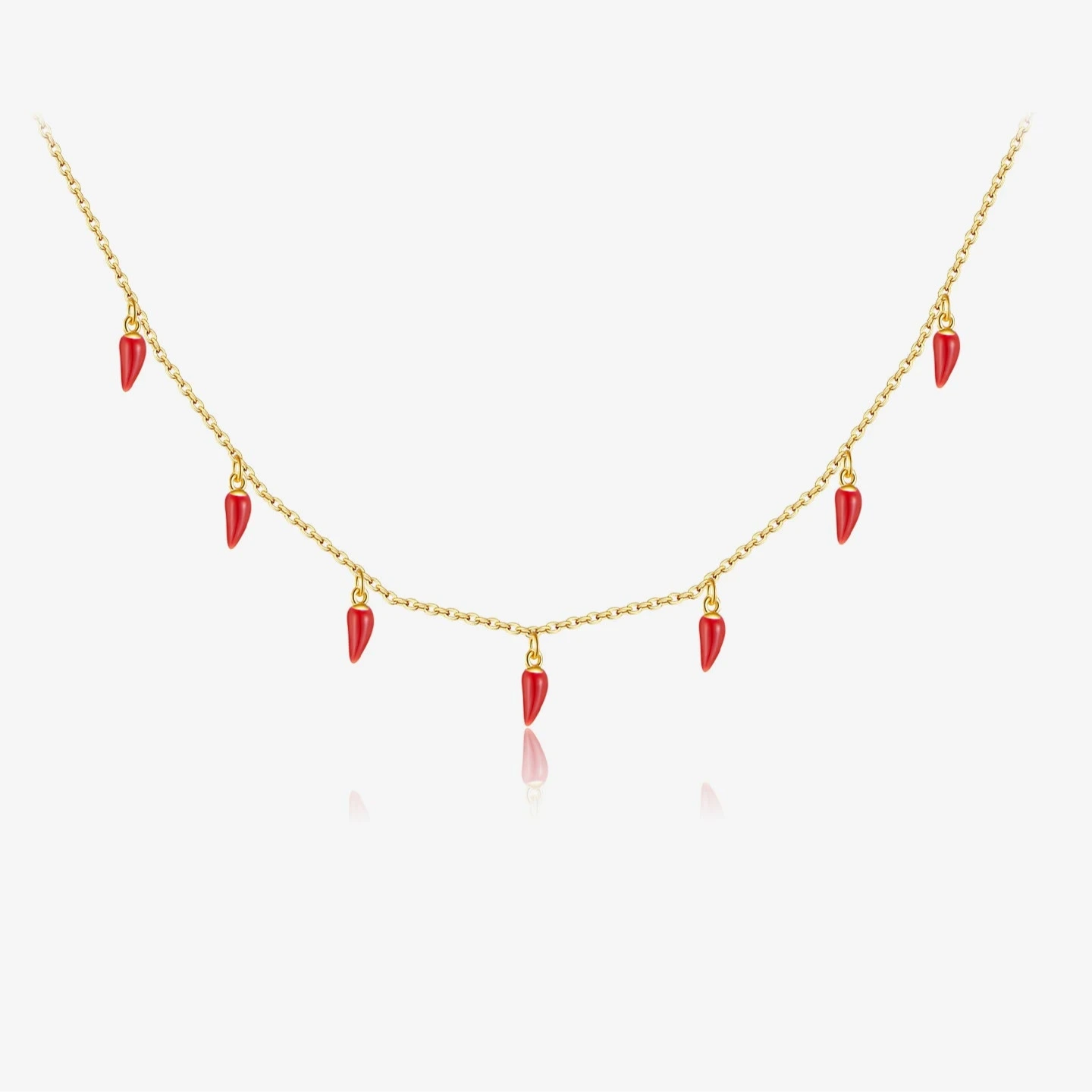 Choker Colar Pimenta Vermelha Prata 925
