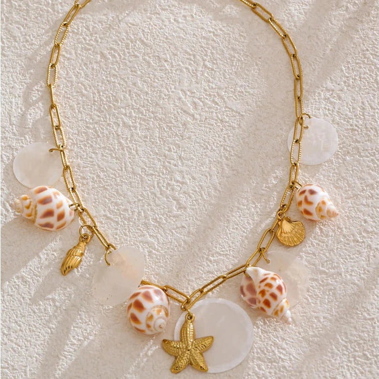 Colar Pingente Geométrico em Aço Inoxidável com Madrepéro