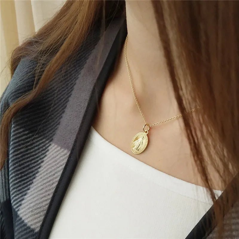 Colar Medalha Mãe Maria em Prata 925