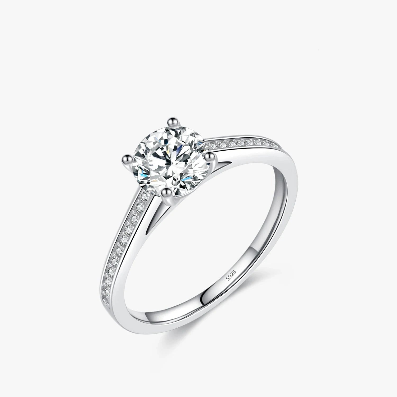 Anel Solitário Moissanite Prata 925