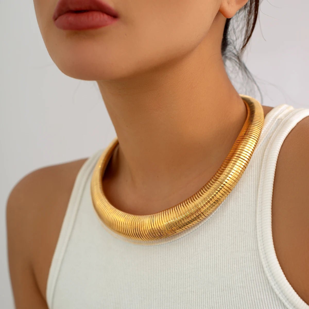 Choker Mola Grossa Banhado a Ouro
