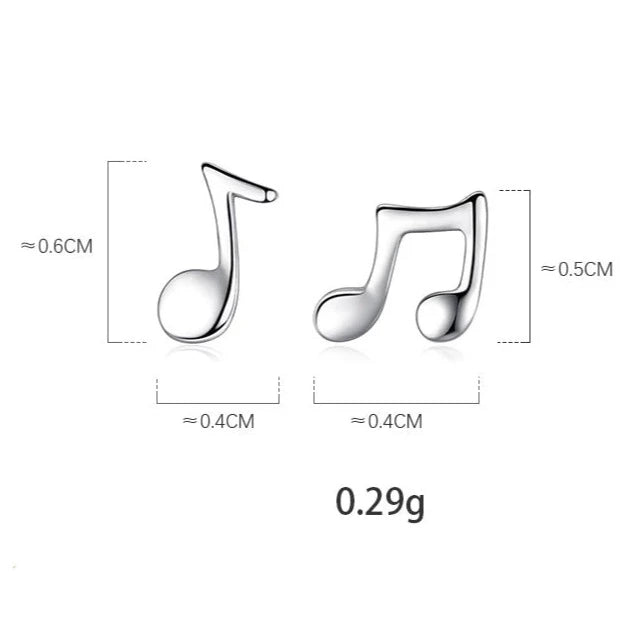 Brinco Nota Musical Liso em Prata 925