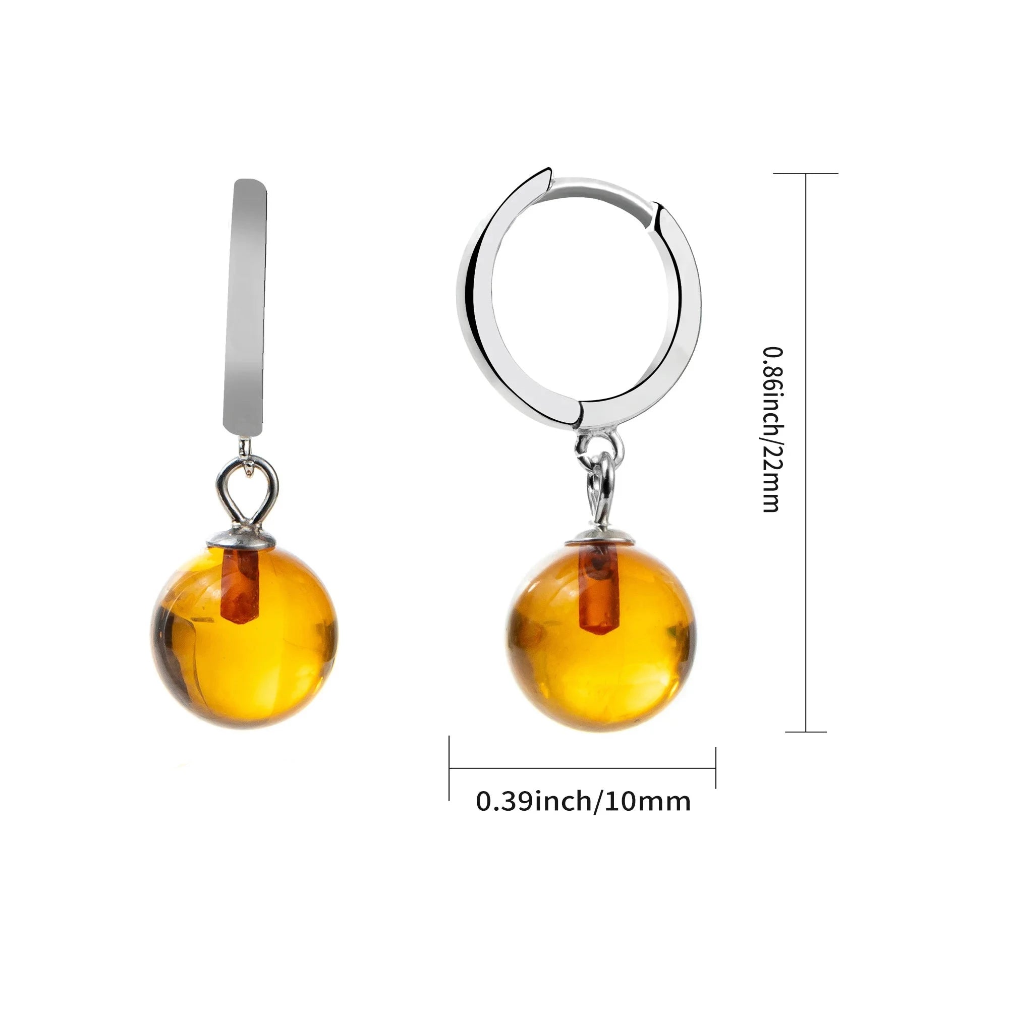 Brinco Âmbar Em Prata