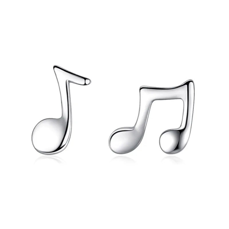 Brinco Nota Musical Liso em Prata 925