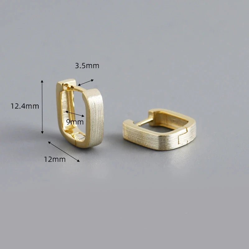 Brinco Argola Retangular em Prata 925 com Zircônia