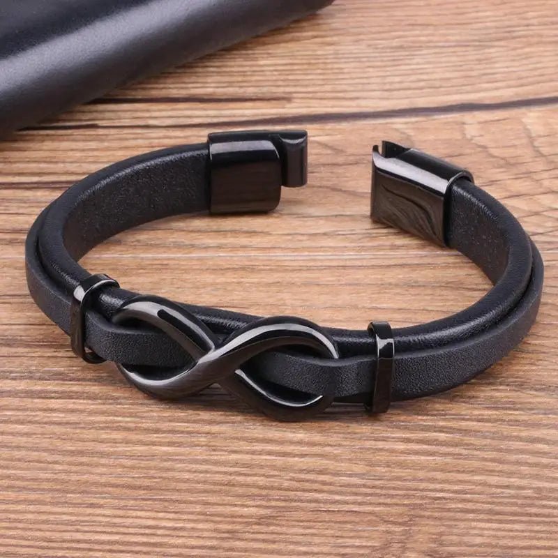 Pulseira Couro Infinito Masculina