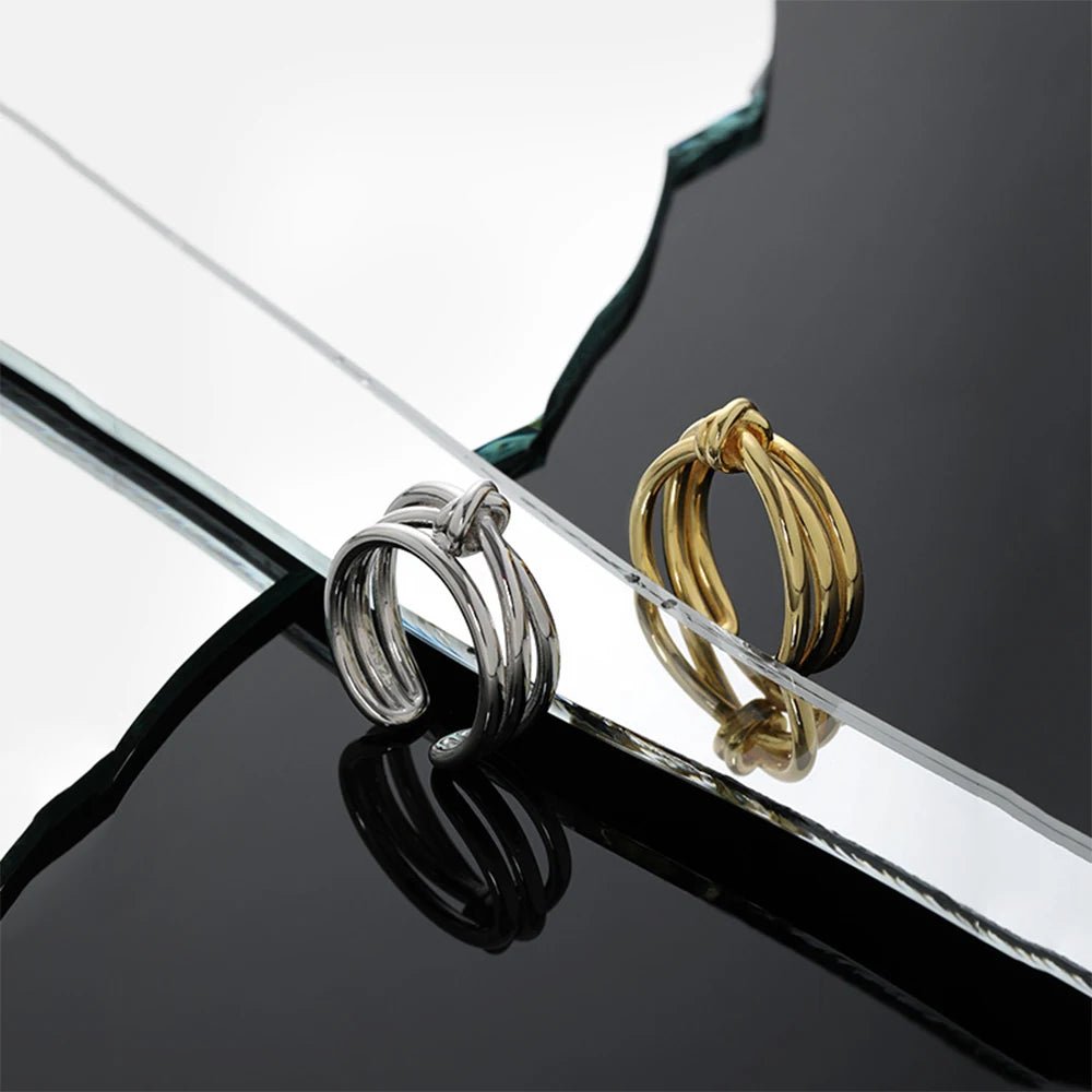 Anel Cruzado Redimensionável Ajustável em Prata 925