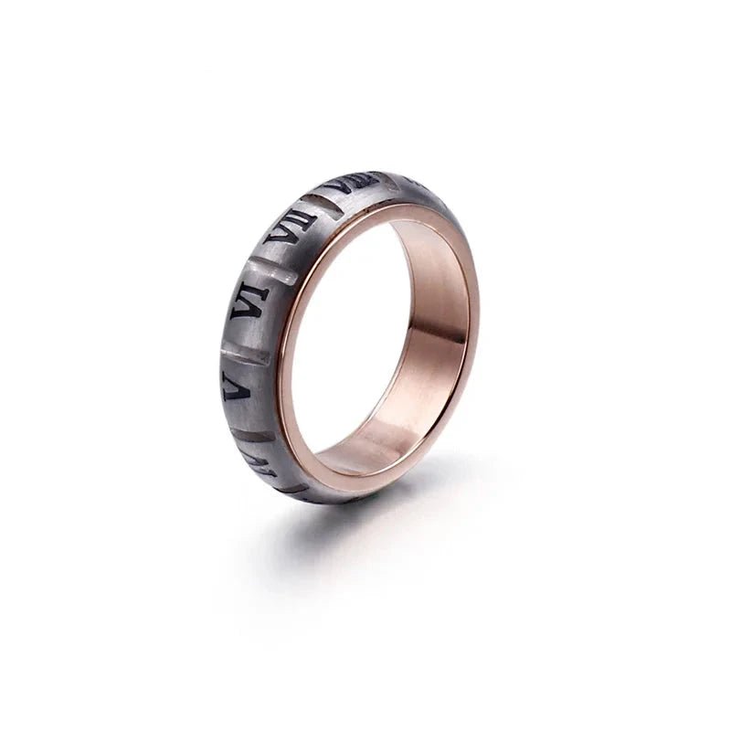 Anel Masculino Numeral Romano - Aço Inoxidável Escovado - MAS_53 folheada a ouro da Vonn | Vonn