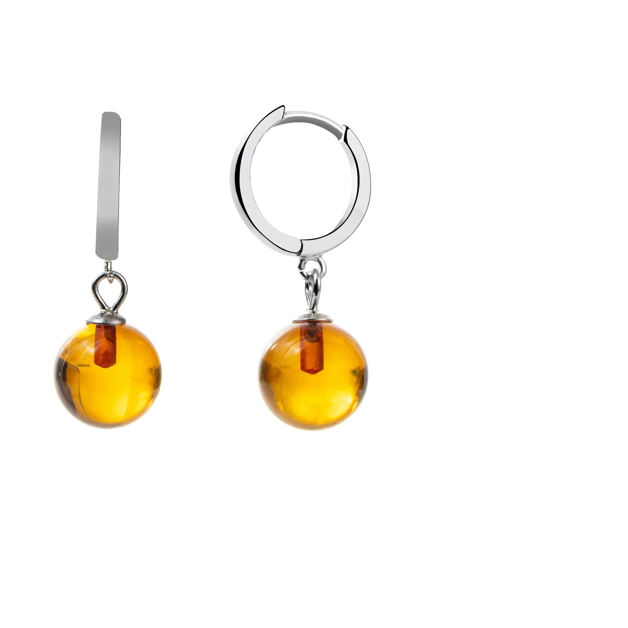 Brinco Âmbar Em Prata