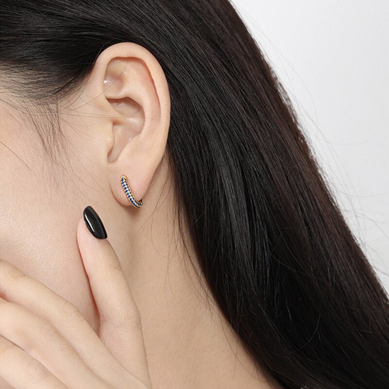 Brinco Rose Pedra Zircônia Azul