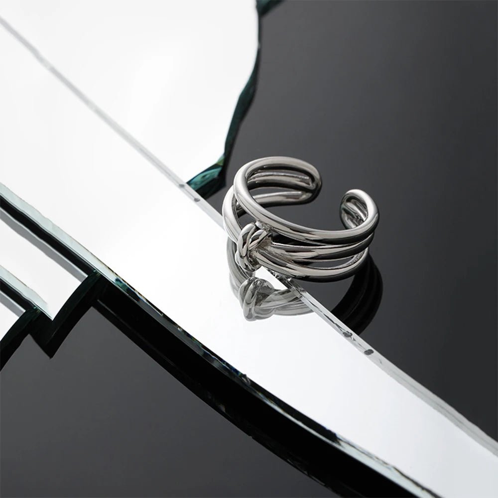 Anel Cruzado Redimensionável Ajustável em Prata 925