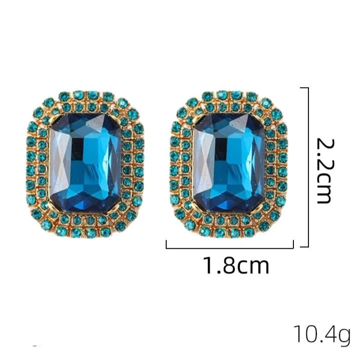 Brinco Vintage Azul com Zircônia Folheado a Ouro 18k