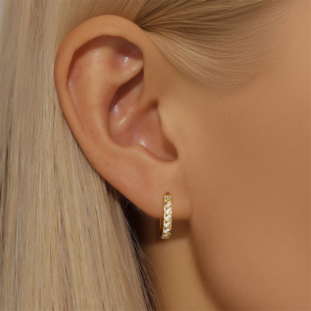 Brincos Argola Coroa com Zircônia Prata 925