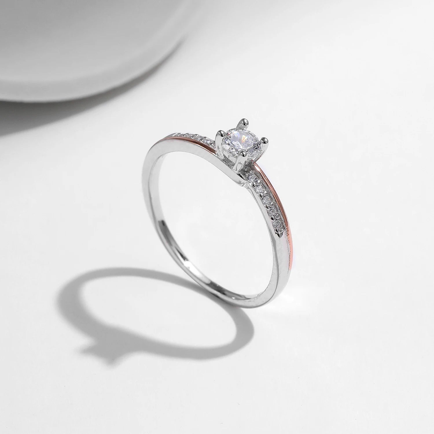 Anel Prata Com Rosé