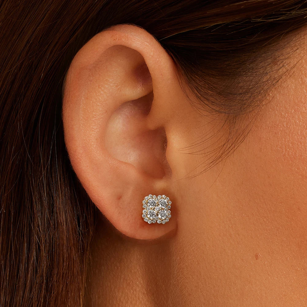 Brincos de Prata 925 com Zircônia Geométrica