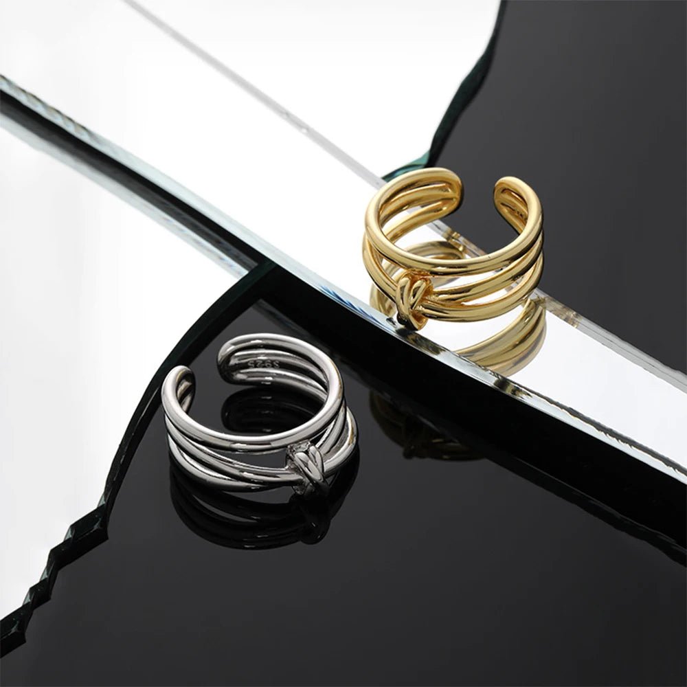 Anel Cruzado Redimensionável Ajustável em Prata 925