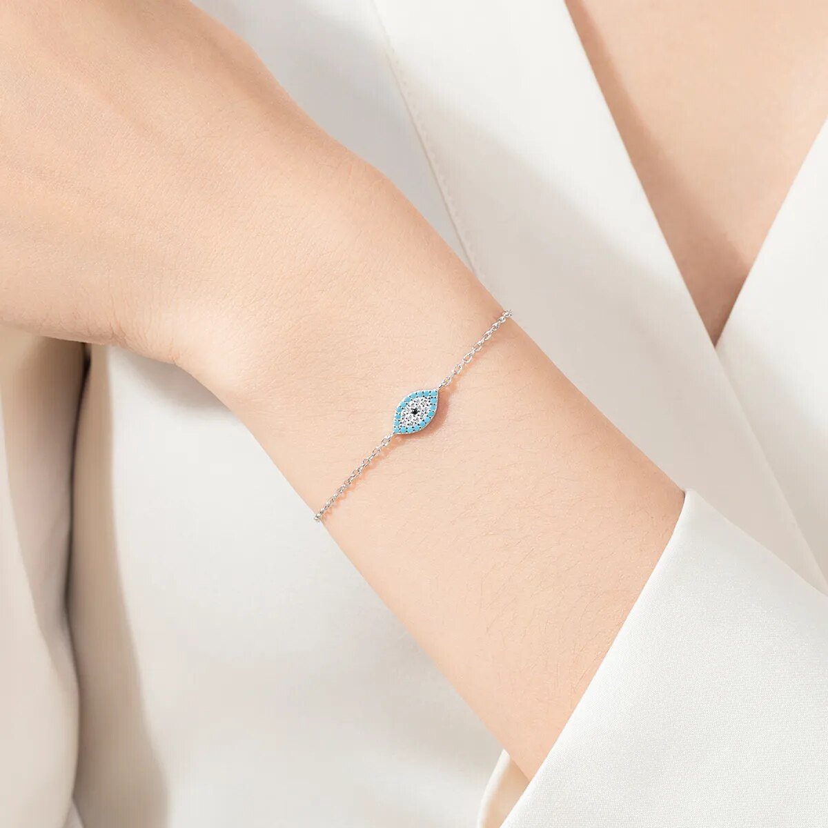 Pulseira Olho Grego em Prata 925 com Pedra Turquesa