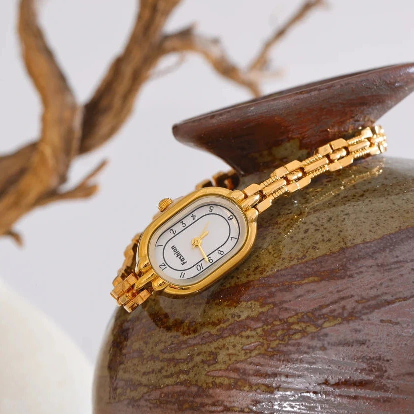 Relógio Digital Dourado Aço Inoxidável com Banho