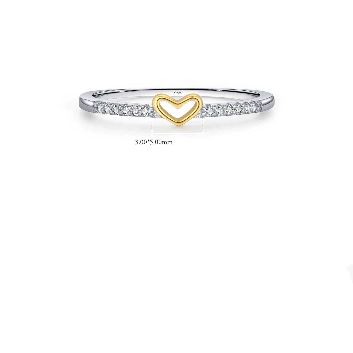 Anel Simples e Romântico em Forma de Coração