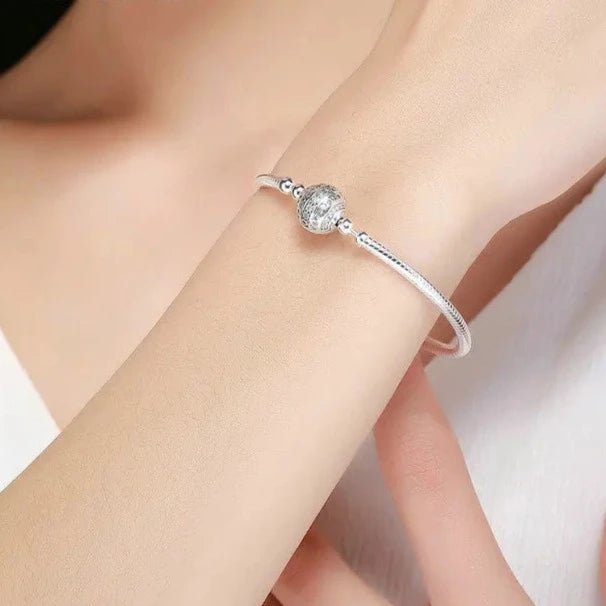 Pulseira colecionável em prata 925 fecho redondo