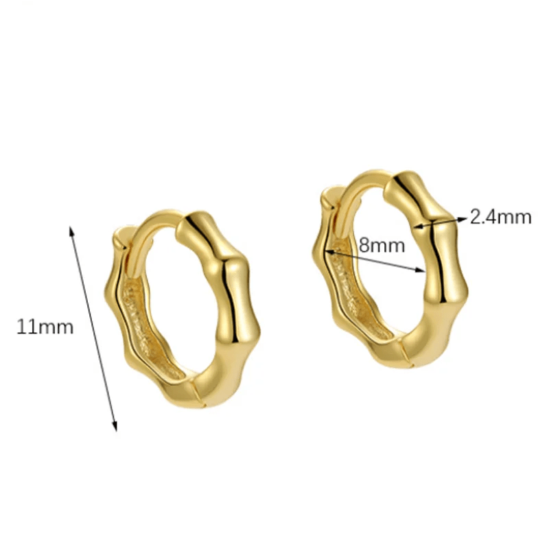 Brinco Bambu em Prata 925 com Zircônia