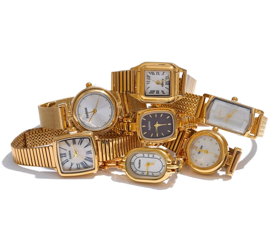 Relógio Digital Dourado Aço Inoxidável com Banho