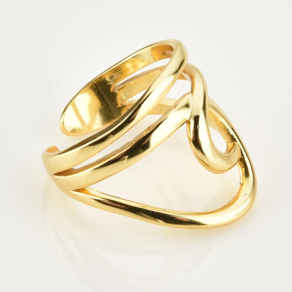 Anel Linhas Curvilíneas em Prata 925 com Banho de Ouro 18k