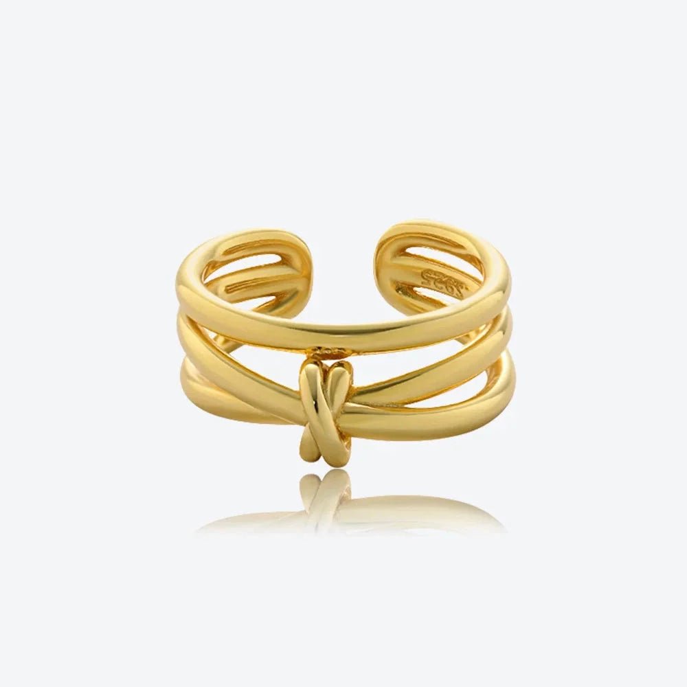 Anel Cruzado Redimensionável Ajustável em Prata 925