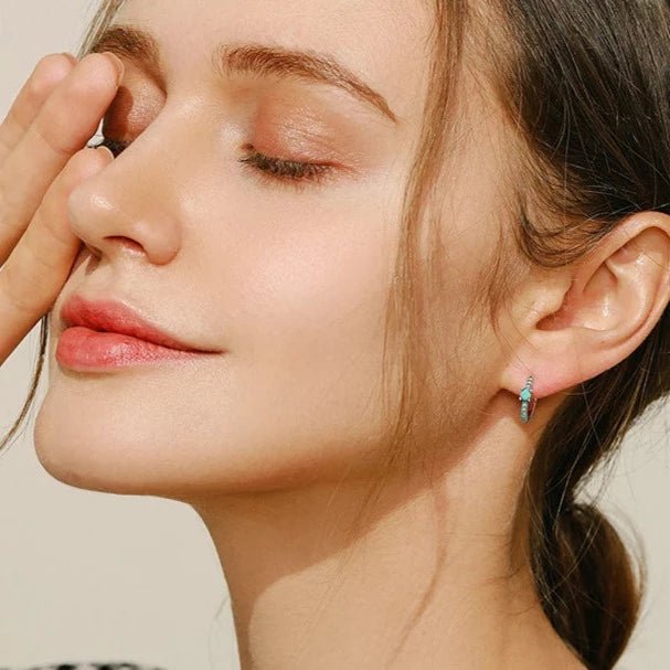 Brinco Pedra Natural Turquesa