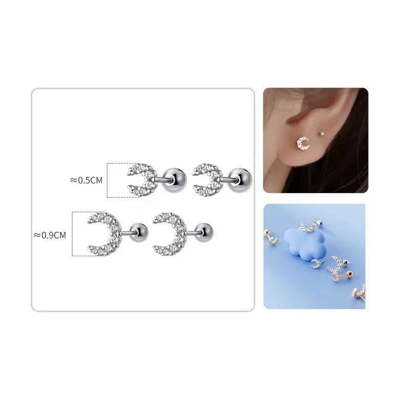 Brinco Stud Lua em Prata 925
