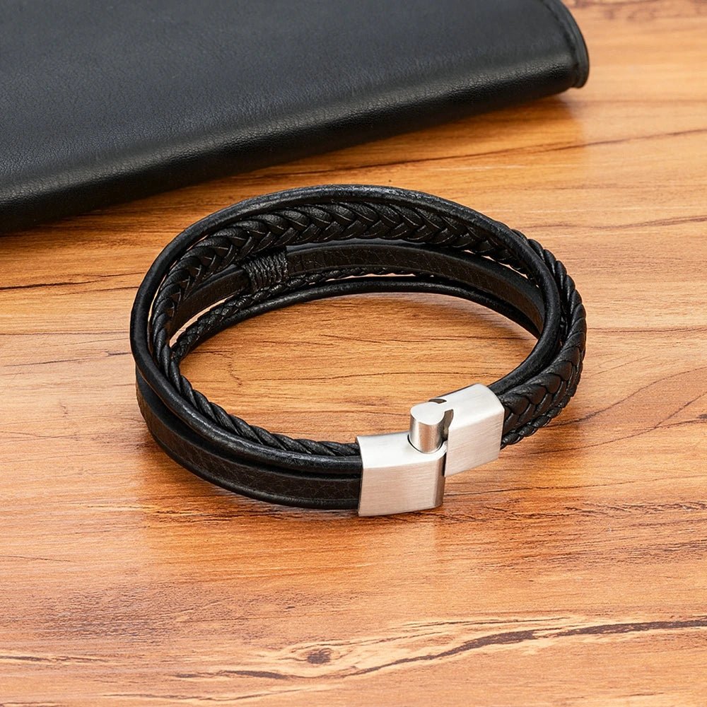Pulseira Masculina Dupla Couro: estilo e modernidade