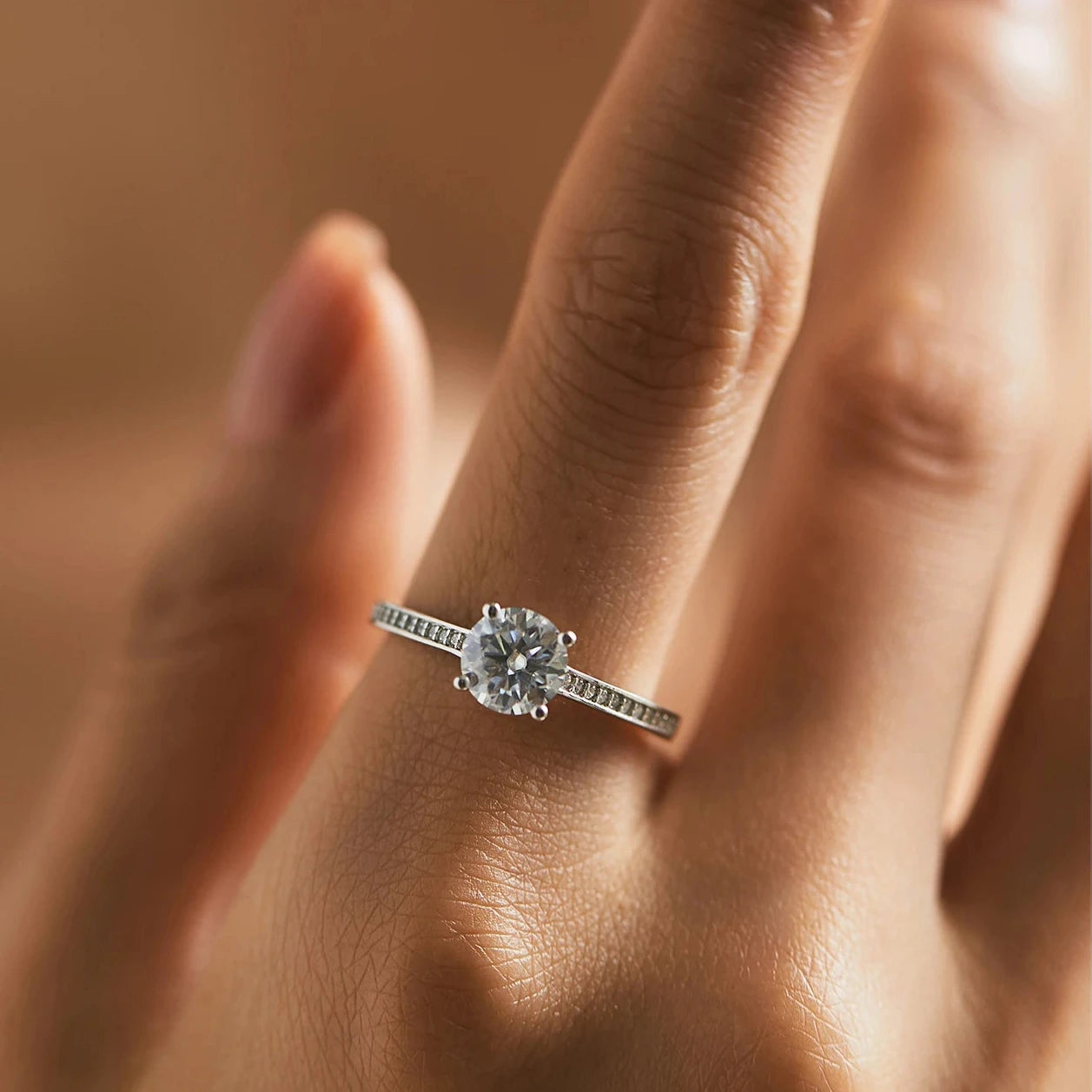 Anel Solitário Moissanite Prata 925