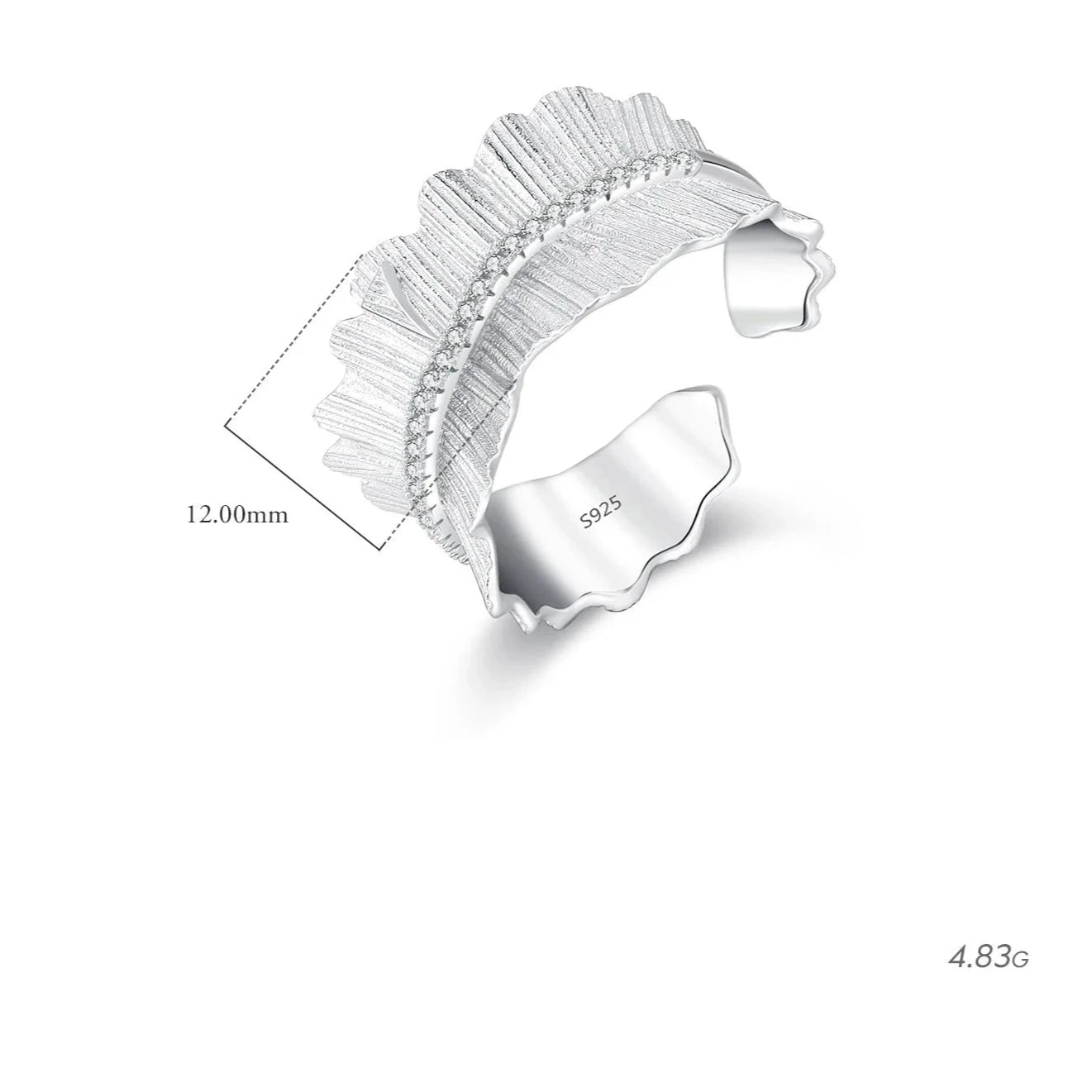 Anel Prata de Lei Irregular com Zircônia