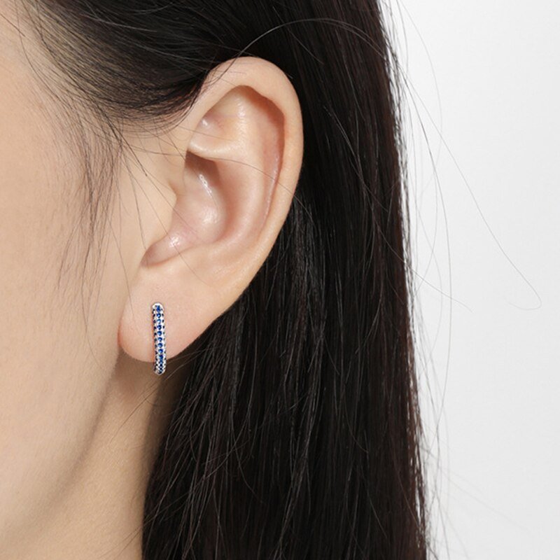 Brinco Rose Pedra Zircônia Azul