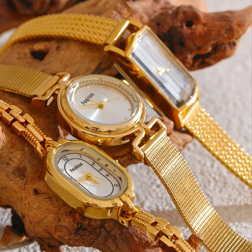 Relógio Digital Dourado Aço Inoxidável com Banho