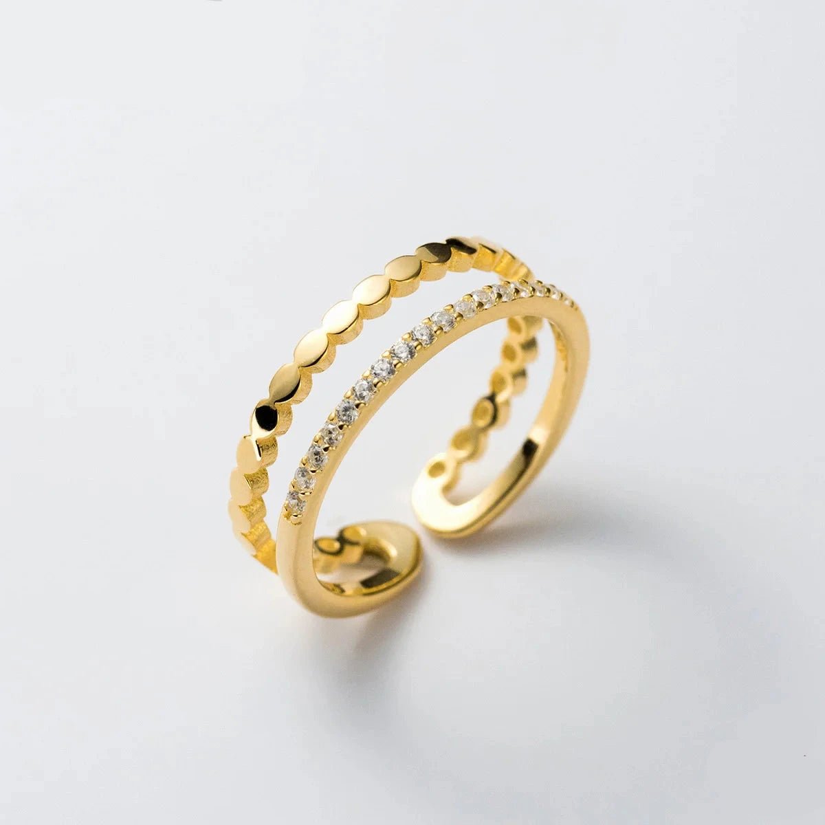 Anel delicado Duplo - Ann - 10 folheada a ouro da Vonn | Vonn