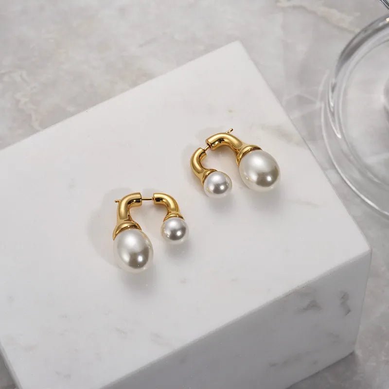 Brincos de Pérola Vintage com Banho de Ouro 18k
