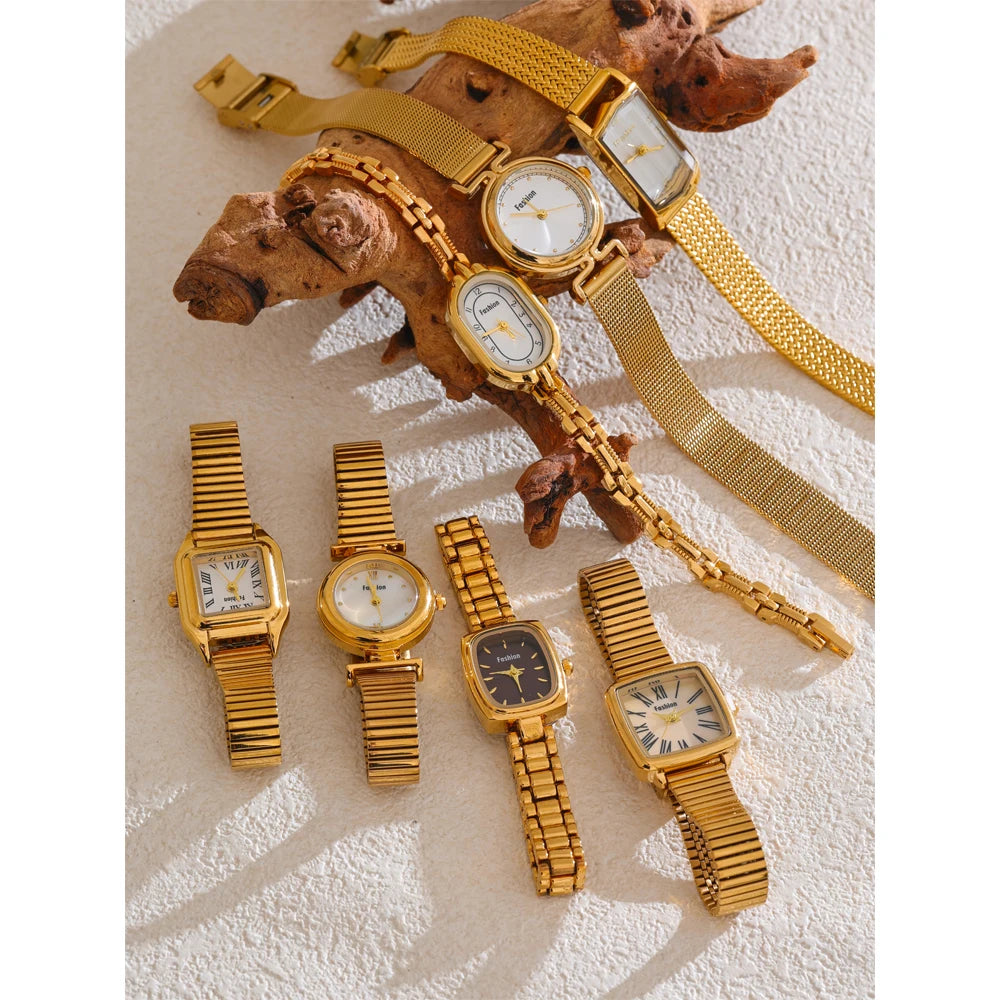 Relógio Digital Dourado Aço Inoxidável com Banho