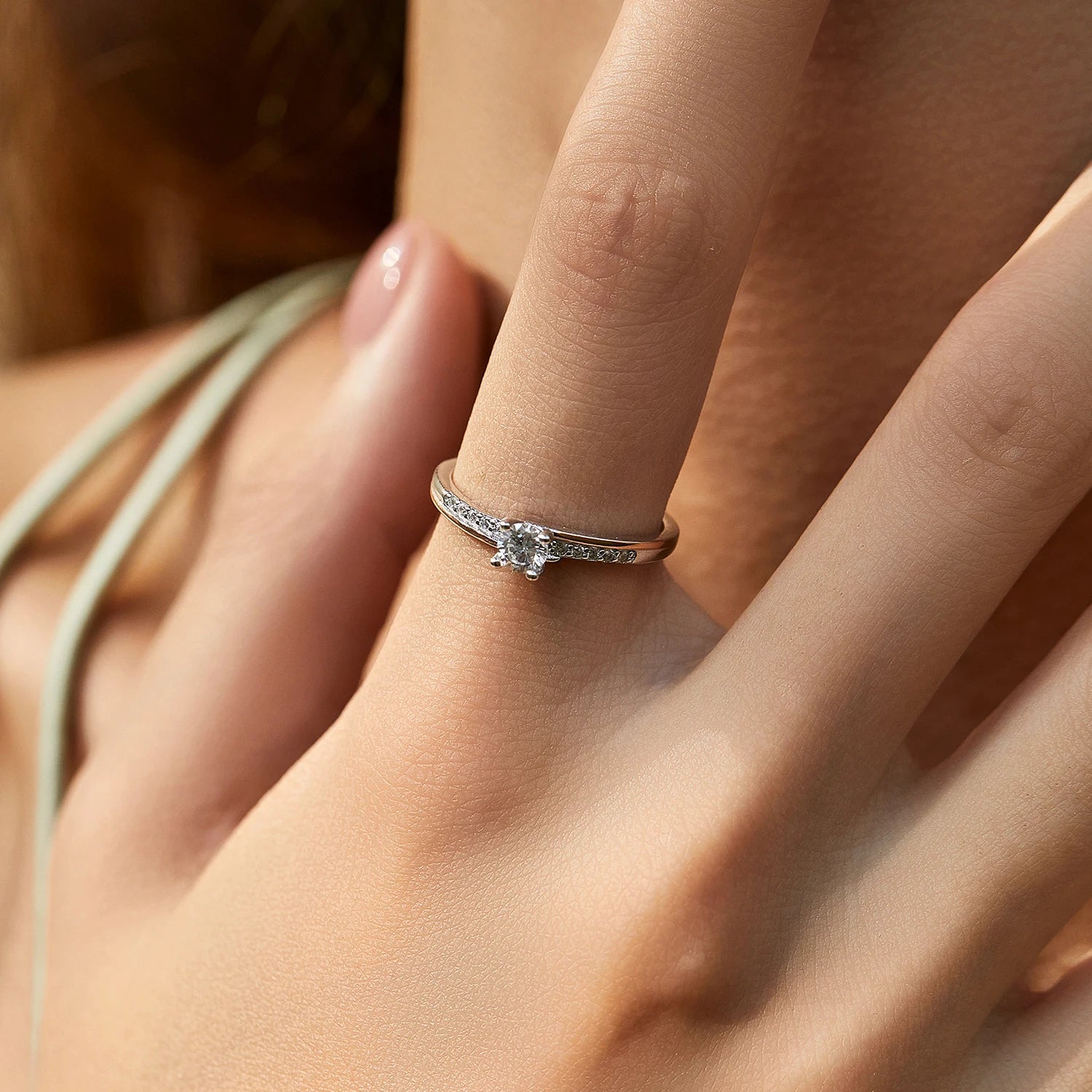 Anel Prata Com Rosé