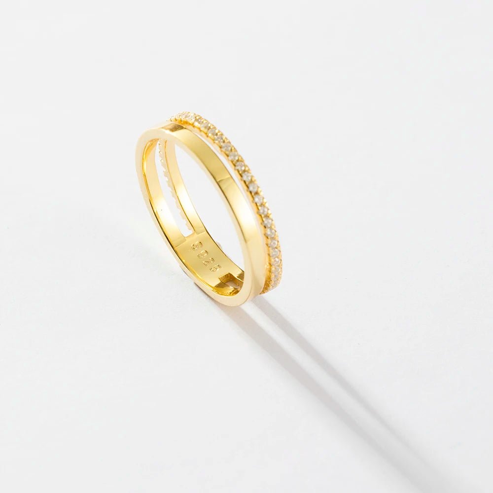 Anel duplo Zircônia Brancas