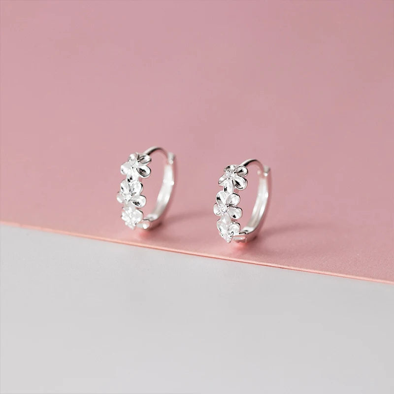 Brincos Argola Folhas Prata 925