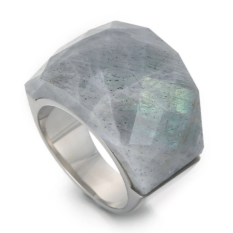 Anel Pedra Natural Grande Banhado em Ouro 18k