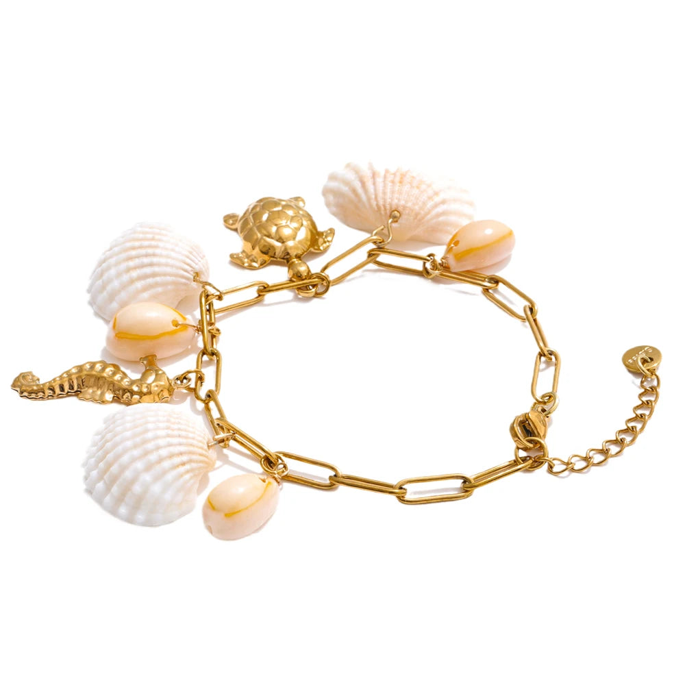 Conjunto Colar e Pulseira Geométricos em Aço Inoxidável com Banho Ouro PVD