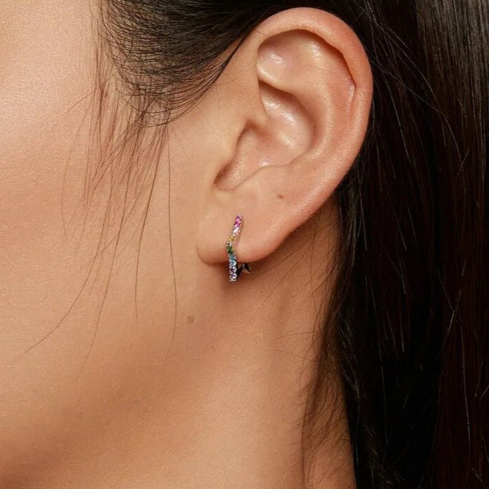 Brinco Estrela Colorida Prata