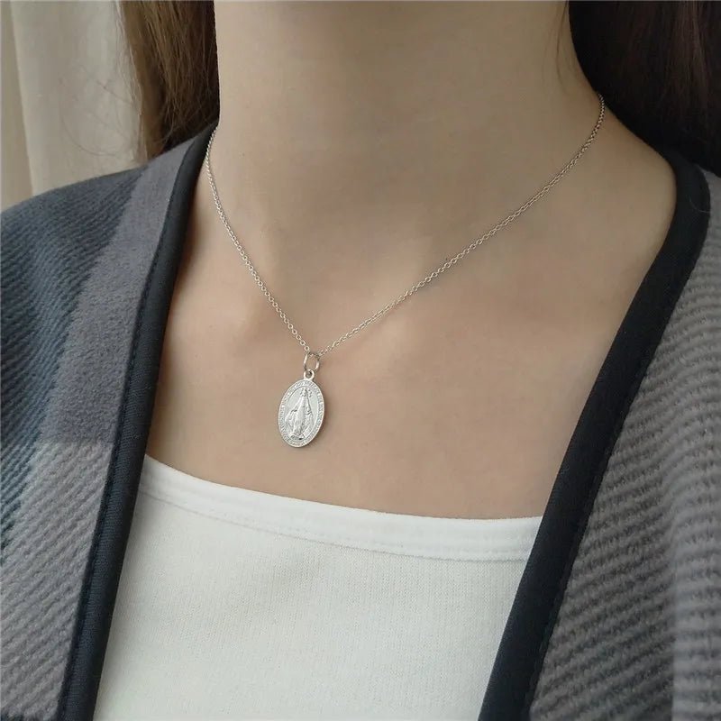 Colar Medalha Mãe Maria em Prata 925
