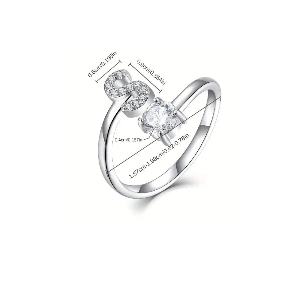 Anel Letra do Nome Zircônia