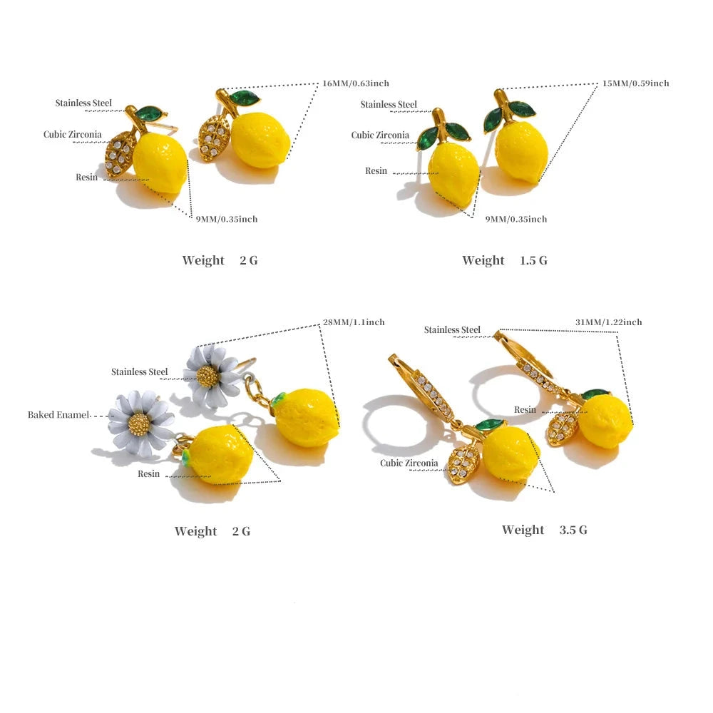 Brinco Limão Dourado Geométrico com Zircônia