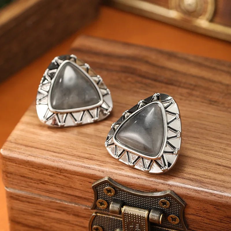 Brinco Vintage Cinza Banhado